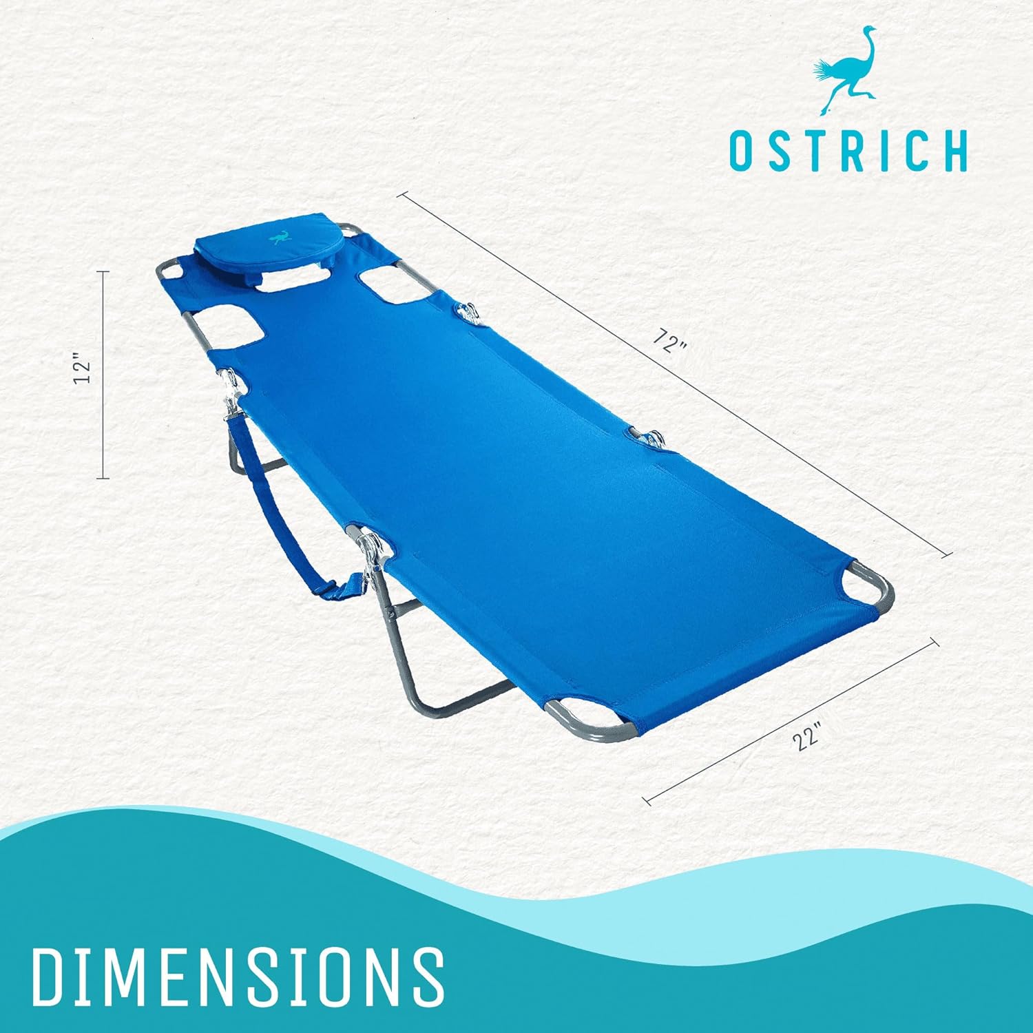 Ostrich - Silla Tumbona De Playa Para Adultos Con Orificio Para La Cara Verstil Plegable Para Piscina Exterior Tomar El Sol Y Leer En El Estmago De Lujo Para Bronceado Azul