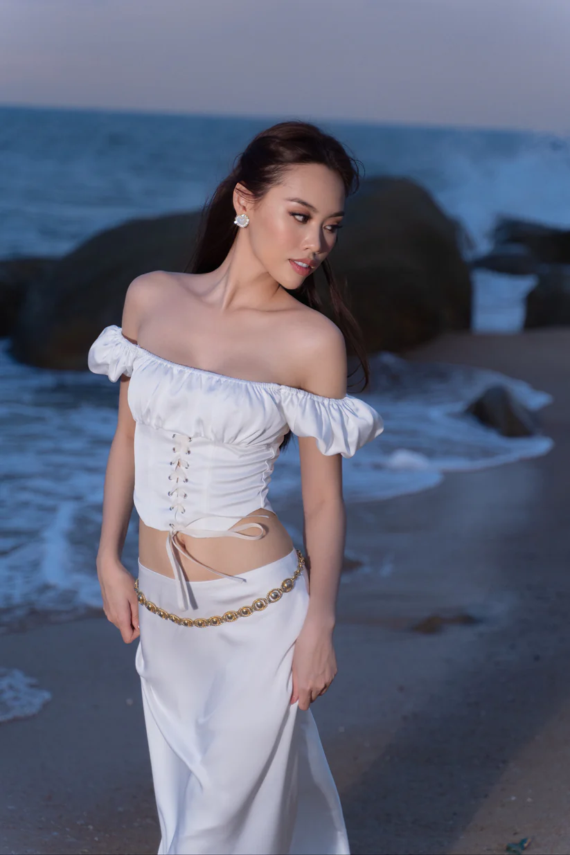 Fabritee Sheer Mesh Ruffle Crop Top