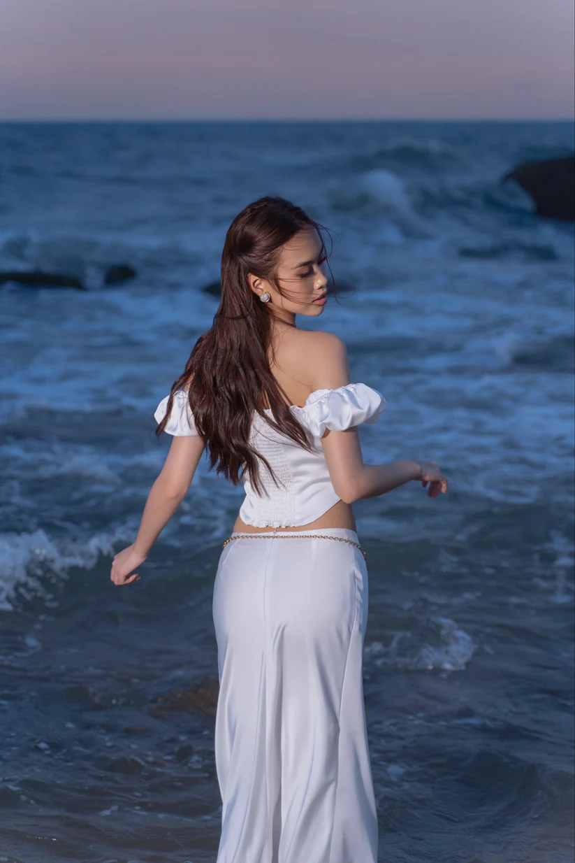 Fabritee Sheer Mesh Ruffle Crop Top