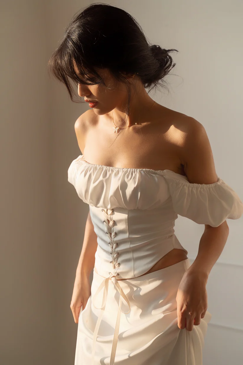 Fabritee Sheer Mesh Ruffle Crop Top