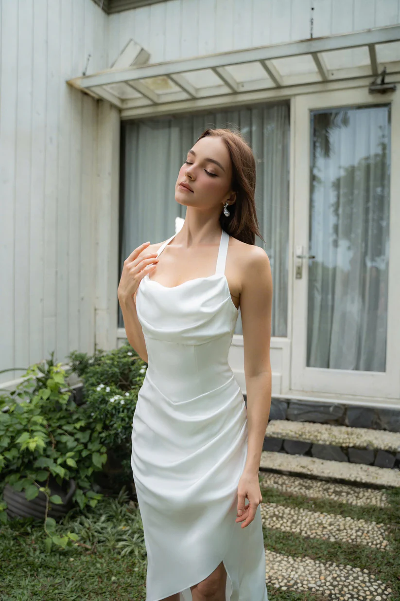 Fabritee Selina Satin Midi Slip Dress