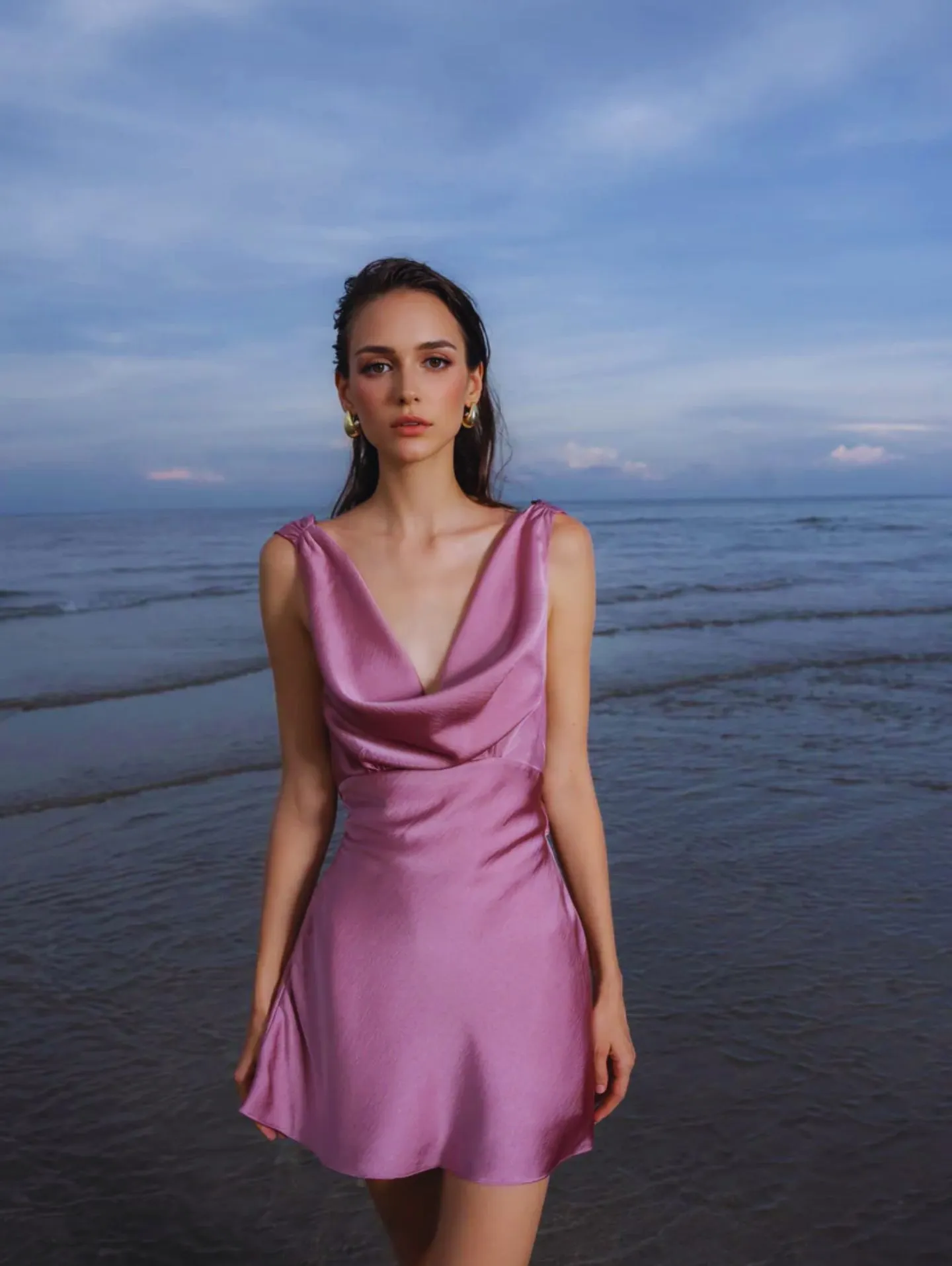 Fabritee Rosewave Satin Dress