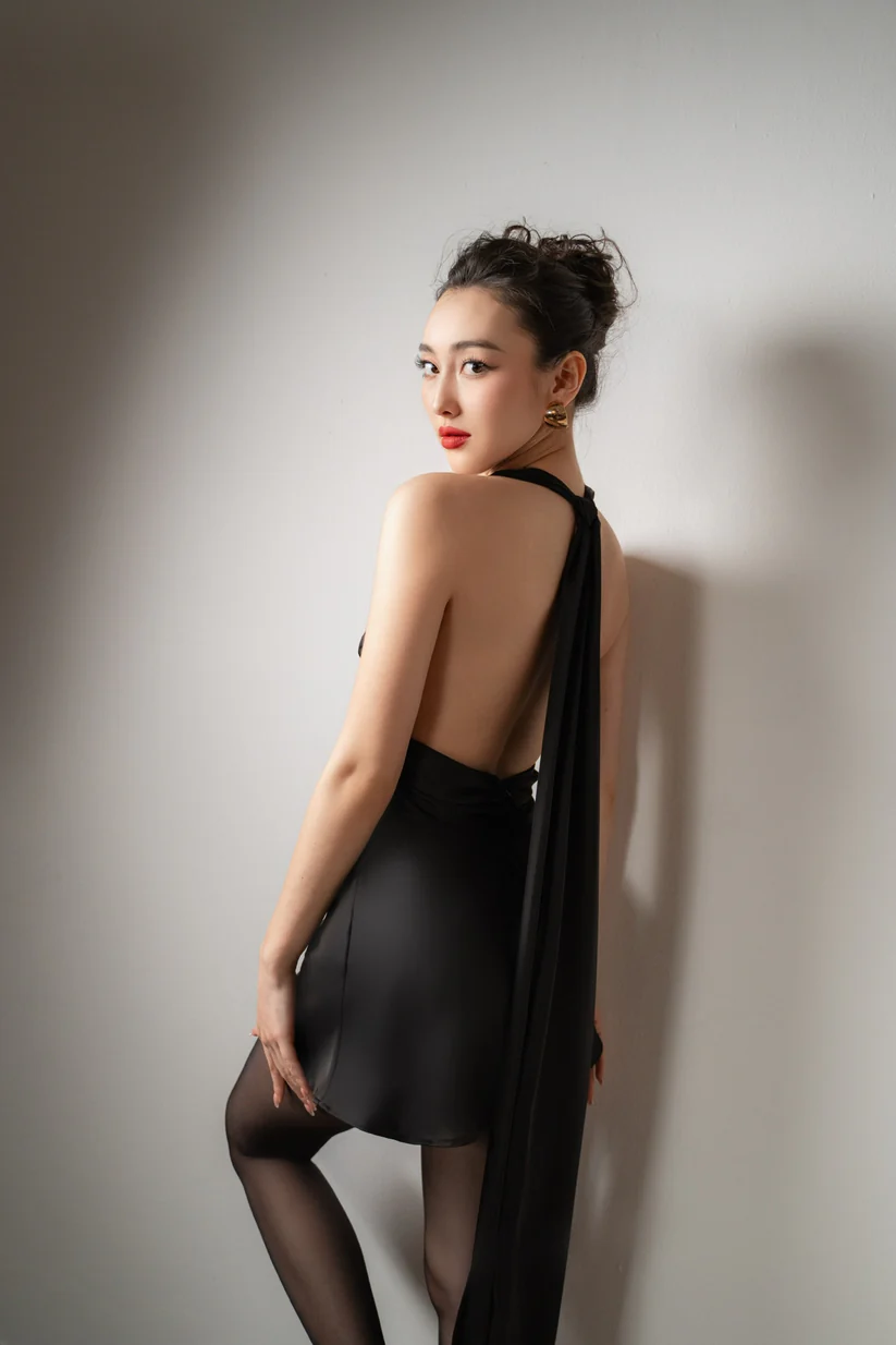 Fabritee Blanche Satin Cowl Neck Mini Dress